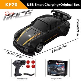 Resim Mini 4WD Uzaktan Kumandalı Araba Modeli, Masaüstü Drift Arabası, Dört Tekerlekten Çekişli Yarış Aracı, 1:64 Ölçekli, 2.4GHz Tam Kontrollü Ön ve Arka Aydınlatmalı Farlar ile Yol Engelleme Araçları 