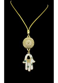 Resim Metal Beyaz Hamse Ana Eli Dikiz Ayna Süsü, Nazar Boncuklu Yeni Ar 