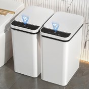 Resim 2 Adet Otomatik Kapaklı Küçük Banyo Mutfak Çöp Kutusu - 11.02 L Dokunmatik Sensörlü Akıllı Çöp Kovası, Beyaz Hareket Sensörlü İnce Çöp Sepeti, Yatak Odası Ofis Mutfak İçin Beyaz Plastik Genişletilebilir Dar Çöp Kabı 