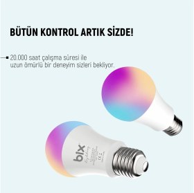 Resim Sl-02 Aura Çok Renkli 11W Rgb Wifi-Bluetooth Uzaktan Kontrollü Akıllı Ampul 