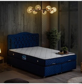 Resim Setaymobilya Baza, Şah Lacivert Çift Kişilik Baza + Başlık + Deluxe Yatak 