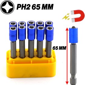 Resim Mıknatıslı Bits Uç Ph2 65 mm Renkli Vida Tutucu Sökme Yıldız Matkap Vidalama Ucu S2 Çeliği (10 Adet) 
