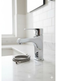Resim 590-1 Lavabo Bataryası Lüks Ağır Tip Sabit Banyo Lavabo Musluğu Siyah Beyaz Gold Krom Krom 
