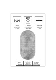 Resim West Home Makinede Yıkanabilir Kaymaz Taban Leke Tutmaz Gri Oval Mutfak Halısı Salon Halısı Ve Yolluk 610 Grey Oval 