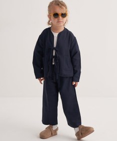 Resim Unisex Çocuk Dökümlü Pamuklu Beli Lastikli Pantolon Lacivert - 2-3 Yaş 