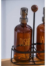 Resim Acar Pierre Metal Standlı Sabunluk Seti - 500 Ml Kahverengi 