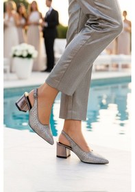 Resim Ayakmod Platin Simli Topuklu Kadın Abiye Ayakkabı 417688 Z Platin Simli 