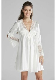 Resim Pierre Cardin 6'lı Ekru Kaplı Midi Gecelik Sabahlık Set 6625 Ekru 