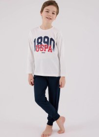 Resim U.s. Polo Assn. Erkek Çocuk Uzun Kol Pijama Takım Beyaz-1775 Beyaz 