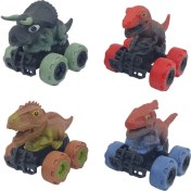 Resim Birlik Sürtmeli Dinazor Arabalar 4'lü - 12 cm - Triceratops & Stegosaurus & Triceratops & Parasaurolophus 