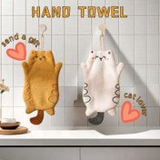 Resim 1/2 adet Mercan Polar Kedi El Havlusu, Turuncu ve Beyaz Kedi Tasarımı, Asılabilir Kullanışlı, Tüy Dökmeyen Güçlü Emicilik, Mutfak Banyo El Havlusu için Mükemmel, Kedi Severler için Hediye, Noel, Cadılar Bayramı 
