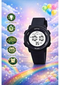 Resim Captiva Digital 3 Atm Suya Dayanıklı Işık+alarm+kronometre+takvimli Çoçuk Kol Saati Cp.yn001m1 Siyah 