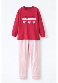 Resim Genç Kız Çocuk Pamuklu Desenli Pijama Takımı 8412 Fuşya02 Fuşya02 
