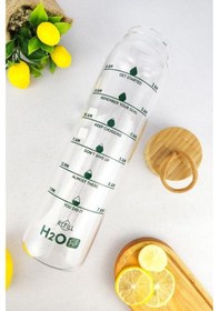 Resim Digithome H2O Fit Bambu Kapaklı Cam Matara 1 L - H2O75992 C1-1-18 