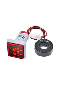 Resim 22mm Dijital Voltmetre Ampermetre Kare Ac 60- 500v 0-100a Kırmızı 