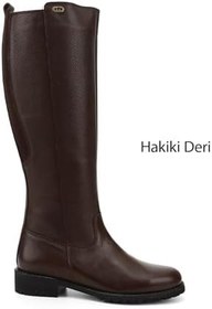 Resim GÖNDERİR Kadın Fermuarlı Kauçuk Taban Hakiki Deri Çizme GKZC13444551 