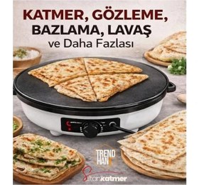 Resim Elektrikli Katmer Sacı Makinesi | Gözleme, Katmer, Bazlama, Lavaş Için | Yapışmaz Yüzey L 50 cm Alan 