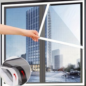 Resim Tek parça beyaz gazlı bez, beyaz kenarlı sivrisinek geçirmez pencere ekranı, görünmez sivrisinek geçirmez ekran perdesi, sinek ve küçük sivrisinekleri önlemek için şifreli ızgara, delme gerektirmeyen kendinden yapışkanlı ekran pencere, basit ve pratik kurulum 