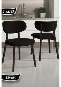 Resim Canisa Toldy Serisi 2 Adet Siyah Bukle Kumaş Mutfak Sandalyesi Kahverengi Metal Ayak Siyah Sandalye Ayaklar Kahve 