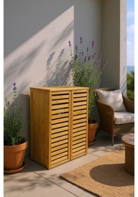 Resim Bambu Kapaklı Banyo Balkon Bahçe Mutfak Salon Dolabı Havlu Dolabı Düzenleyici Dolap Bambu 