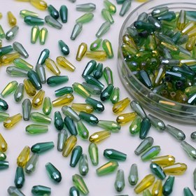 Resim 50 adet 4x9mm Pembe Yeşil Mavi Damlalı Cam Boncuklar Takı Yapımı Püsküllü Küpe El Yapımı Boncuklar 