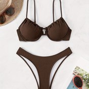 Resim 2025 Yeni Avrupa ve Amerikan Seksi Düz Renk Çelik Braket Yumuşak Çanta Mayo Kadınlar için Bölünmüş Bikini Takımı 