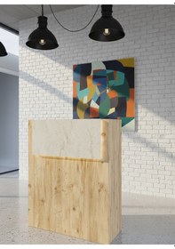 Resim Resital Ledli Karşılama Bankosu G-90 Cm Ofis Kasa Resepsiyon Masası Banko-003-6-8 