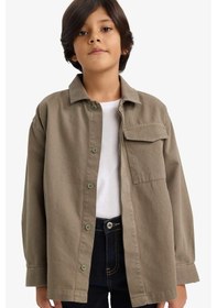 Resim Defacto Erkek Çocuk Oversize Geniş Kalıp Polo Yaka Uzun Kollu Gömlek G3621a825aukh401 Haki-kh401 