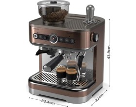 Resim Philips Çift Çekirdek Hazneli Yarı Otomatik Espresso Makinesi, Öğütücülü Kahve Hazırlama, Güçlü Buhar Çubuğu ve Pratik Mutfak Kullanımı Yüksek Performans, Kompakt Tasarım, Kolay Temizlik 