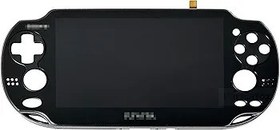 Resim Partsatoz Siyah LCD Ekran Dokunmatik Ekran Digitizer Cam Meclisi Çerçeve Değiştirme Playstation PS Vita PSV 1000 1001 PCH-1001 PCH-1101 için 