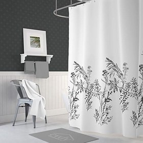 Resim Tropik Home Duş Perdesi Çift Kanat 2x120x200cm Funda Desenli Banyo Perdesi 16 Adet C Halka Hediyeli 