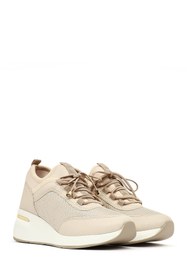 Resim Derimod Kadın Bej Bağcıklı Dolgu Topuklu Sneaker 25WFD221414 