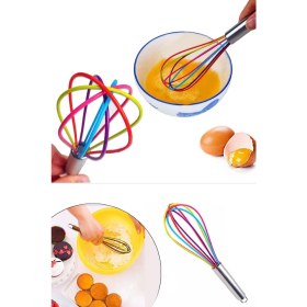 Resim Silikon Çırpıcı Metal Saplı Renkli Çırpma Teli 