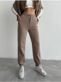 Resim Evyora 3 İplik Şardonlu Paça Lastikli Eşofman Vizon İs001 Cok-renklı 