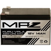 Resim Maz Akü 12 Volt 14 Amper (Ah) Kuru AGM VRLA Güç Kaynağı UPS Akü 