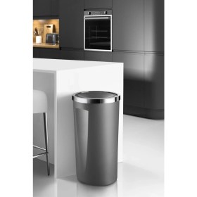 Resim Döner Kapaklı 35 Lt Çöp Kovası, Banyo, Mutfak, Ofis Için Gri Renkli, Şık ve Kullanışlı 