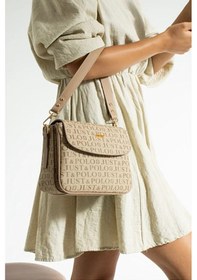 Resim Just Polo Kadın Baskılı Ayarlanabilir Askılı Shopper Lüks El & Omuz Çantası Shoulder Bag Vizon 