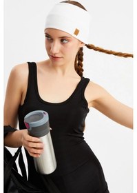 Resim Kadın Pamuklu Kaşkorse, Kaymaz, Terletmez, Ultra Hafif, Spor Saç Bandı Bandana - Tek Ebat / Beyaz Beyaz 