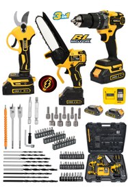 Resim EISEnn Germany Fırçasız Motor 3 lü Bahçe Set Takım 13 mm Darbeli Matkap + Budama makası + Dal Kesme Makinas 