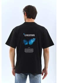 Resim Modi Green Desenli Unisex Günlük Stil Siyah Dark Edition Soyut Oversize Tişö 