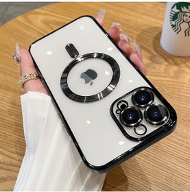 Resim Iphone 14 Pro Max Uyumlu Magsafe Kamera Lensli Korumalı Şeffaf Silikon Telefon Kılıfı 