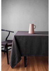 Resim Kadife Dokulu Antrasit Masa Örtüsü Zengin Renk Seçenekli Antrasit 