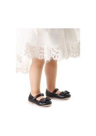 Resim Kiko Kids Cırtlı Fiyonklu Kız Çocuk Babet Ayakkabı Ege 200 Cilt Siyah 