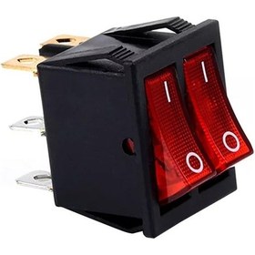 Resim İkili Soba Anahtarı Işıklı Kırmızı 