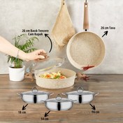 Resim Amboss Latte 9 Parça Granit Tencere ve Paslanmaz Çelik Sahan Seti 