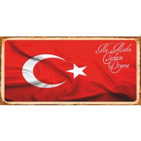Resim türk bayrağı ne mutlu türküm diyene mini ahşap poster 