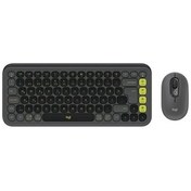 Resim Logitech Pop Icon Combo Siyah-Yeşil 920-013075 Kablosuz Türkçe Q Klavye Mouse Set 