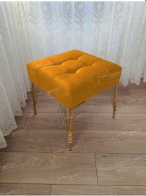 Resim Modern Dilim Puf Ayakucu Puf Gold Metal Ayak 45 45 Sarı 