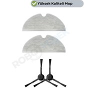 Resim robotyedek Xiaomi Mop 2 Pro 3d (DİKKAT:KAMERALI-PLUS GLOBAL)uyumlu Yedek Mop Ve Yan Fırça-4 Parça 