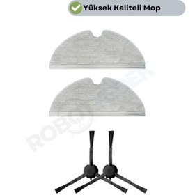 Resim robotyedek Xiaomi Mop 2 Pro 3d (DİKKAT:KAMERALI-PLUS GLOBAL)uyumlu Yedek Mop Ve Yan Fırça-4 Parça 